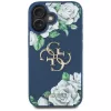 Guess Grained Roses Big 4G Logo Case Apple iPhone 16, sininen