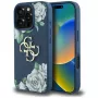 Guess Grained Roses Big 4G Logo Back Cover Case Apple iPhone 16 Pro - sininen