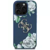 Guess Grained Roses Big 4G Logo Back Cover Case Apple iPhone 16 Pro - sininen
