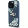 Guess Grained Roses Big 4G Logo -puhelinkotelo iPhone 16 Pro Max, sininen