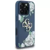Guess Grained Roses Big 4G Logo -puhelinkotelo iPhone 16 Pro Max, sininen