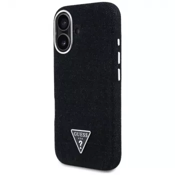 Guess Denim Triangle Logo MagSafe Case iPhone 16, musta