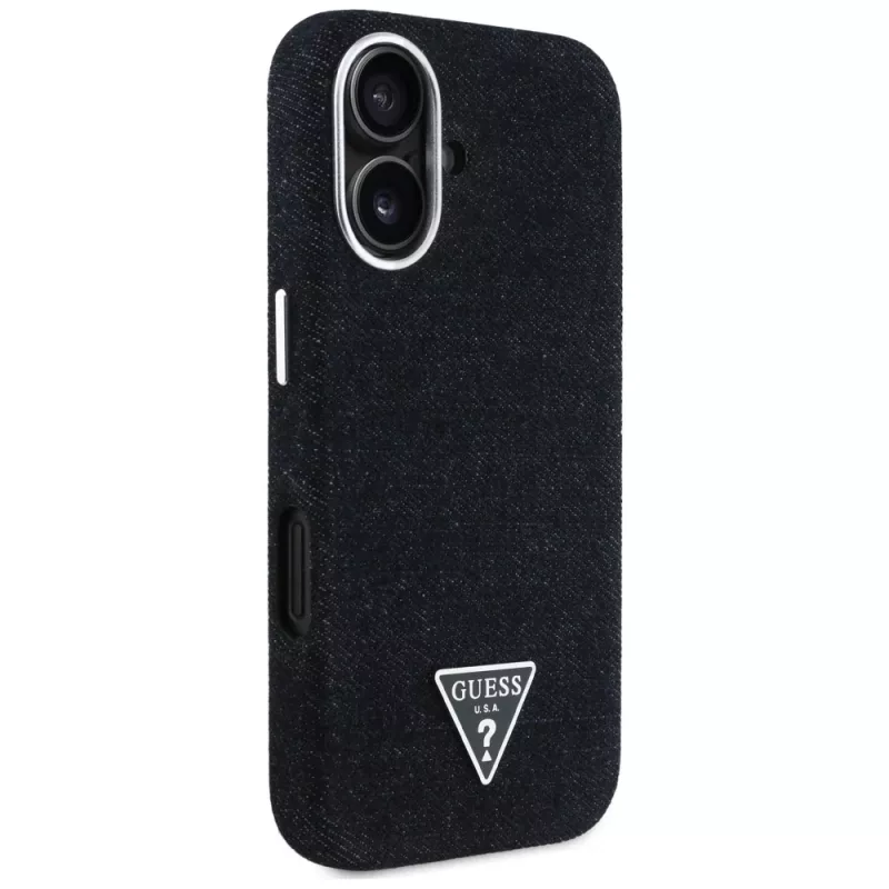 Guess Denim Triangle Logo MagSafe Case iPhone 16, musta