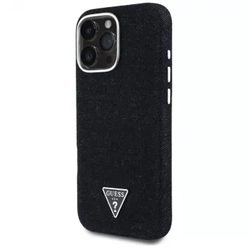 Guess Denim Triangle Logo MagSafe Case Apple iPhone 16 Pro Max, musta