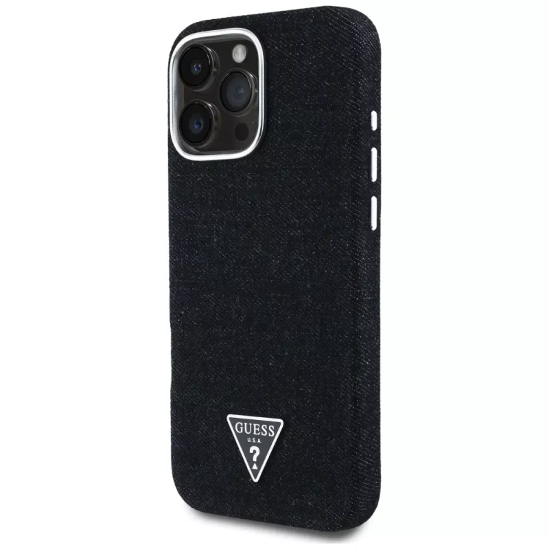 Guess Denim Triangle Logo MagSafe Case Apple iPhone 16 Pro Max, musta