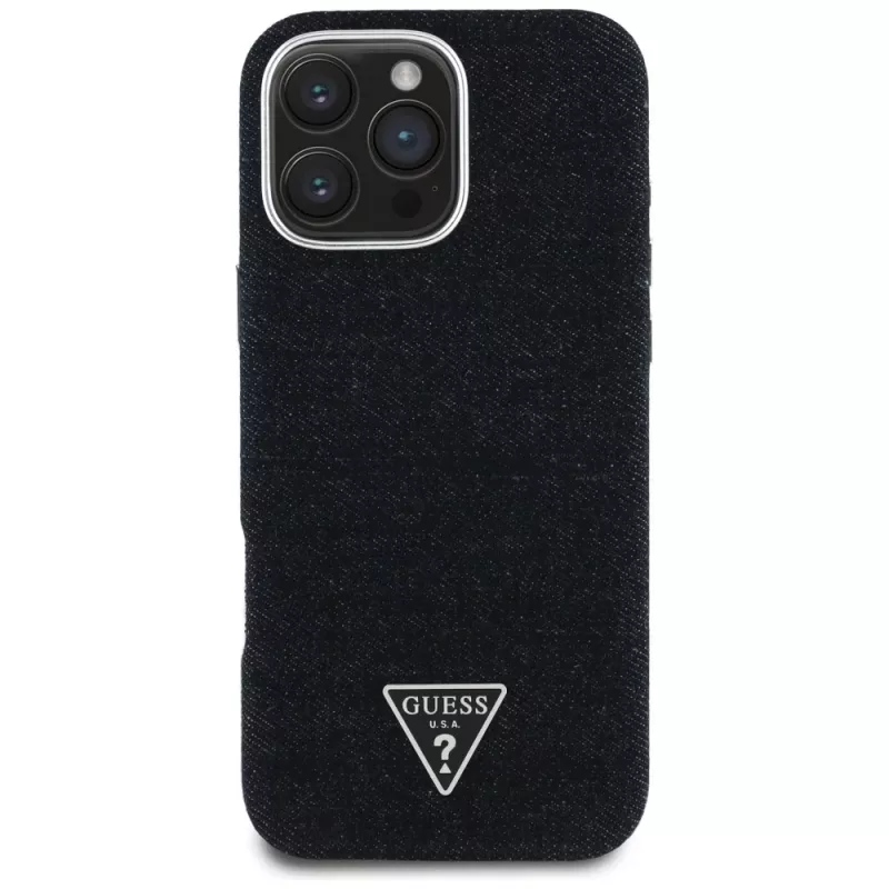 Guess Denim Triangle Logo MagSafe Case Apple iPhone 16 Pro Max, musta