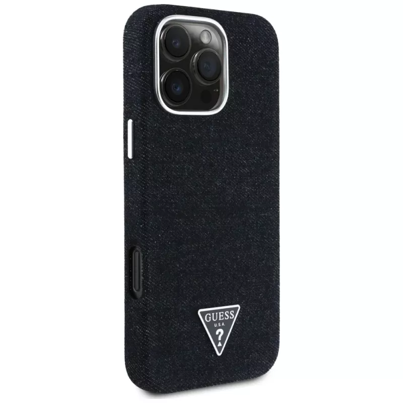 Guess Denim Triangle Logo MagSafe Case Apple iPhone 16 Pro Max, musta