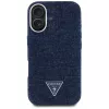 Guess Denim Triangle Logo MagSafe Case iPhone 16, sininen