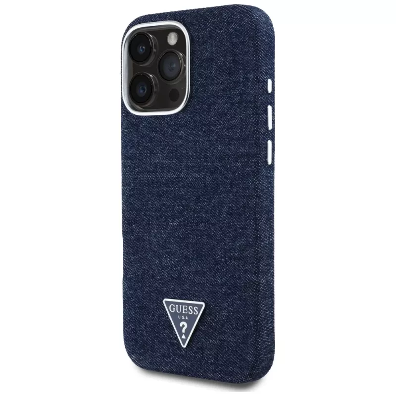 Guess Denim Triangle Logo MagSafe Case Apple iPhone 16 Pro Max, sininen