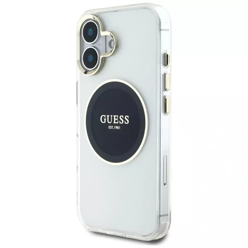 Guess IML Metal Colored Circle Classic Logo MagSafe Case iPhone 16 (musta)