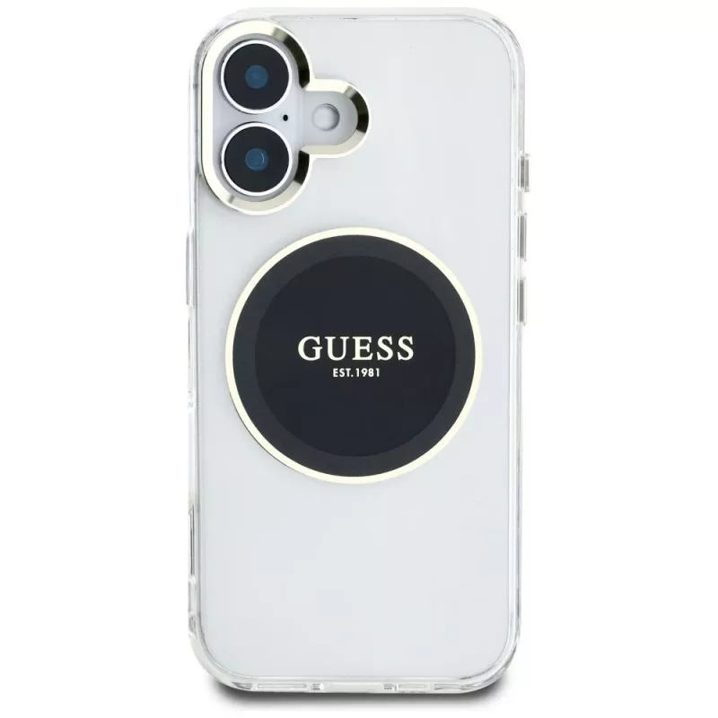 Guess IML Metal Colored Circle Classic Logo MagSafe Case iPhone 16 (musta)