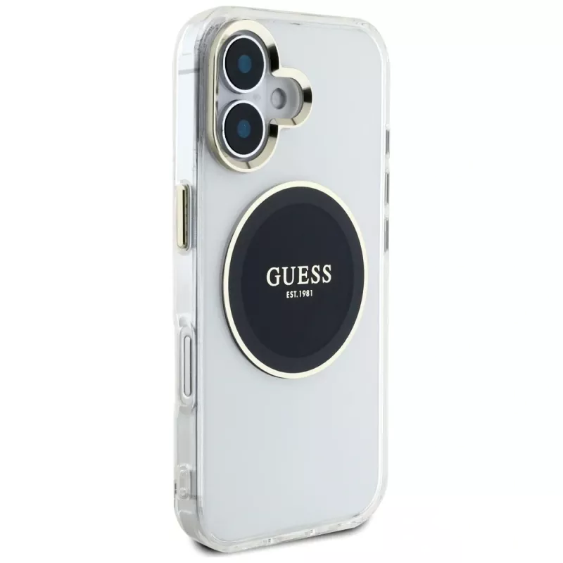 Guess IML Metal Colored Circle Classic Logo MagSafe Case iPhone 16 (musta)