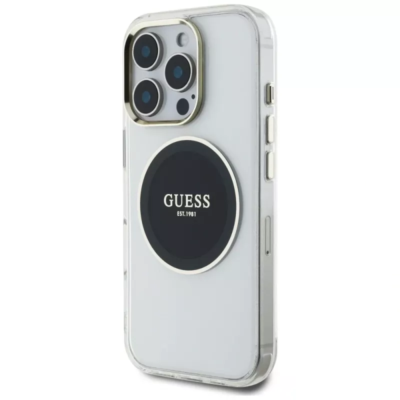 Guess IML Metal Colored Circle Classic Logo MagSafe Case iPhone 16 Pro (musta)