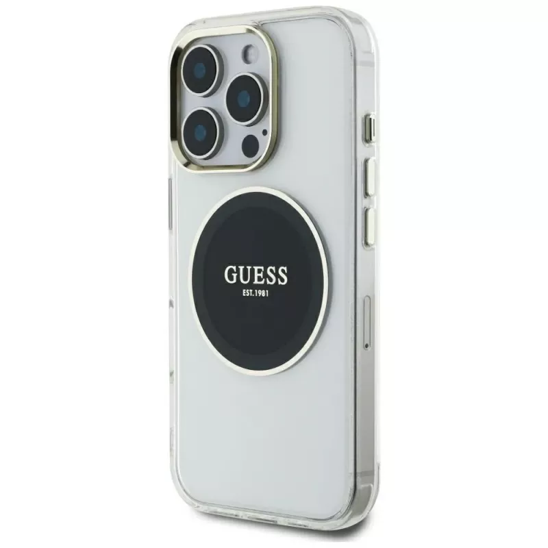 Guess IML Metal Colored Circle Classic Logo MagSafe Case iPhone 16 Pro Max (musta)