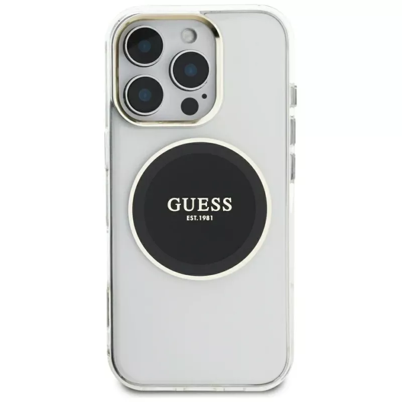 Guess IML Metal Colored Circle Classic Logo MagSafe Case iPhone 16 Pro Max (musta)