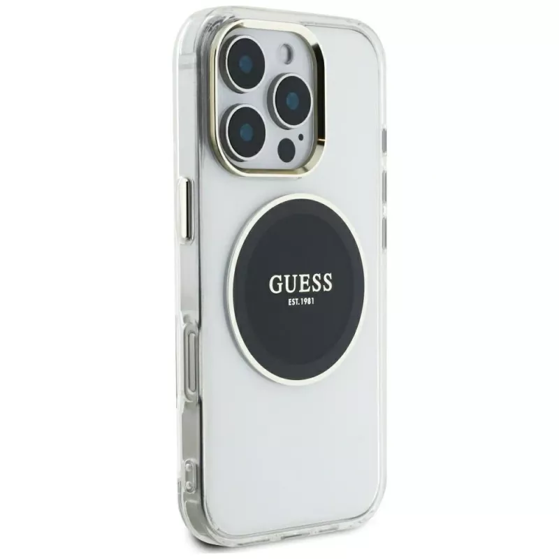 Guess IML Metal Colored Circle Classic Logo MagSafe Case iPhone 16 Pro Max (musta)