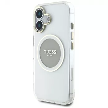 Guess IML Metal Colored Circle Classic Logo MagSafe Case iPhone 16 (harmaa)
