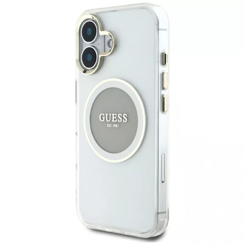 Guess IML Metal Colored Circle Classic Logo MagSafe Case iPhone 16 (harmaa)