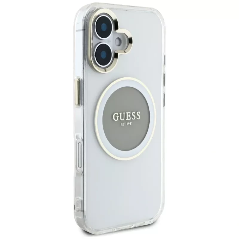 Guess IML Metal Colored Circle Classic Logo MagSafe Case iPhone 16 (harmaa)