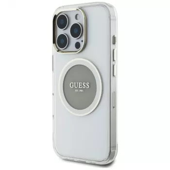 Guess IML Metal Colored Circle Classic Logo MagSafe Case iPhone 16 Pro (harmaa)