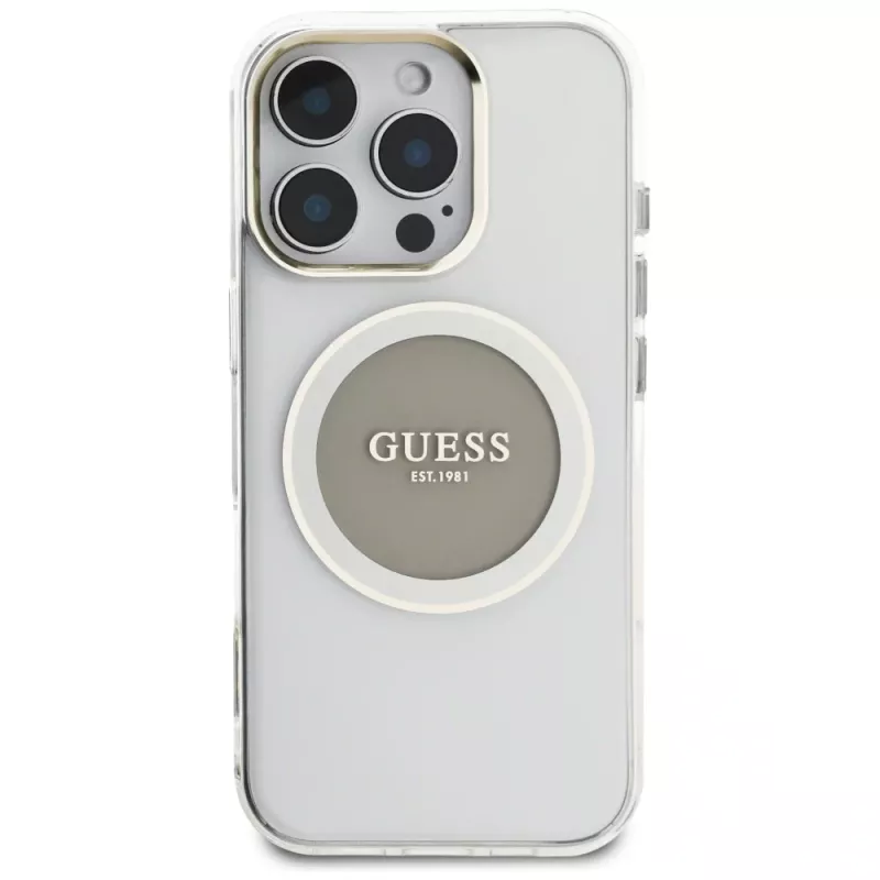 Guess IML Metal Colored Circle Classic Logo MagSafe Case iPhone 16 Pro (harmaa)