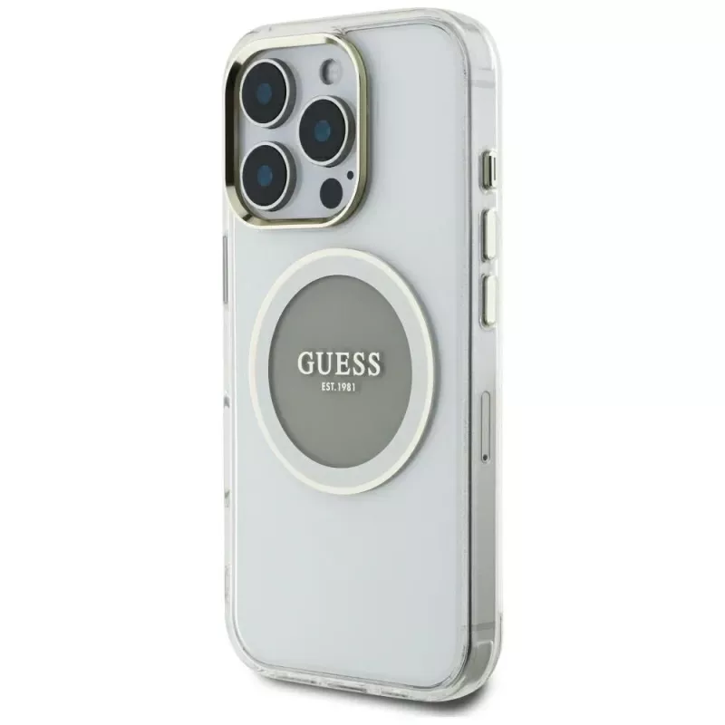Guess IML Metal Colored Circle Classic Logo MagSafe Case iPhone 16 Pro Max (harmaa)