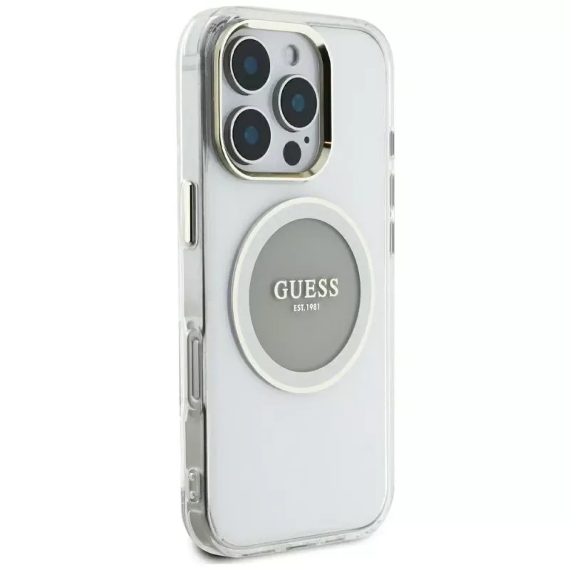 Guess IML Metal Colored Circle Classic Logo MagSafe Case iPhone 16 Pro Max (harmaa)