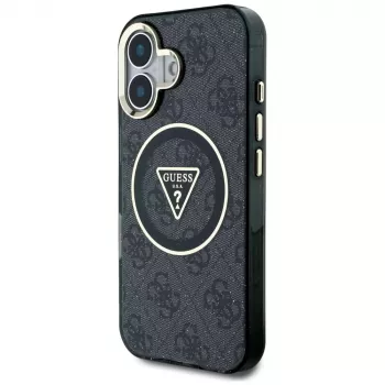 Guess IML Metal Glitter 4G Circle Triangle MagSafe Case Apple iPhone 16 (musta)