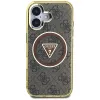 Guess IML Metal Glitter 4G Circle Triangle MagSafe Case iPhone 16 (ruskea)