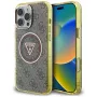 Guess IML Metal Glitter 4G Circle Triangle MagSafe Case iPhone 16 Pro (ruskea)