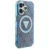 Guess IML Metal Glitter 4G Circle Triangle MagSafe Case iPhone 16 (sininen)