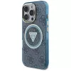 Guess IML Metal Glitter 4G Circle Triangle MagSafe Case iPhone 16 Pro (sininen)