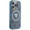Guess IML Metal Glitter 4G Circle Triangle MagSafe Case iPhone 16 Pro Max (sininen)