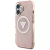 Guess IML Metal Glitter 4G Circle Triangle MagSafe Case iPhone 16 (pinkki)