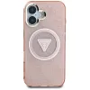Guess IML Metal Glitter 4G Circle Triangle MagSafe Case iPhone 16 (pinkki)