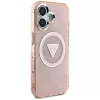 Guess IML Metal Glitter 4G Circle Triangle MagSafe Case iPhone 16 (pinkki)