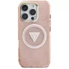Guess IML Metal Glitter 4G Circle Triangle MagSafe Back Cover Apple iPhone 16 Pro (pinkki)