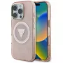 Guess IML Metal Glitter 4G Circle Triangle MagSafe Case Apple iPhone 16 Pro Max (pinkki)
