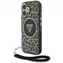 Guess HC IML Leopard Triangle Case iPhone 16 nauhalla, ruskea, MagSafe