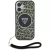 Guess HC IML Leopard Triangle Case iPhone 16 nauhalla, ruskea, MagSafe