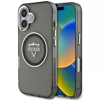 Guess IML Metal Mountain Logo MagSafe Case iPhone 16 (musta)