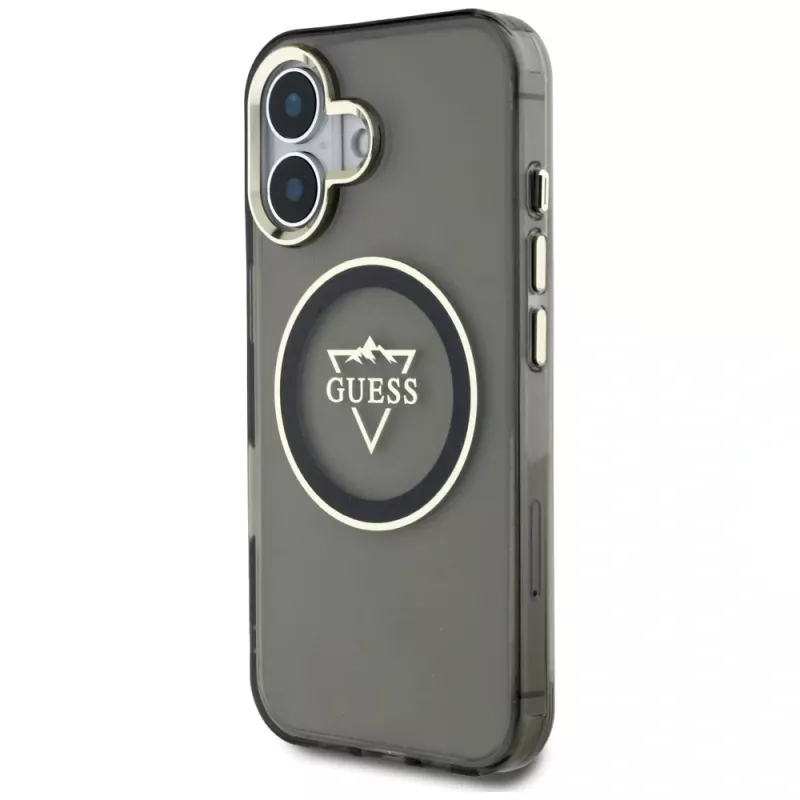 Guess IML Metal Mountain Logo MagSafe Case iPhone 16 (musta)