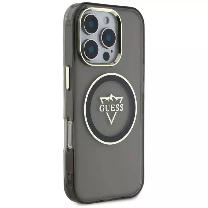 Guess IML Metal Mountain Logo MagSafe Case iPhone 16 Pro (musta)