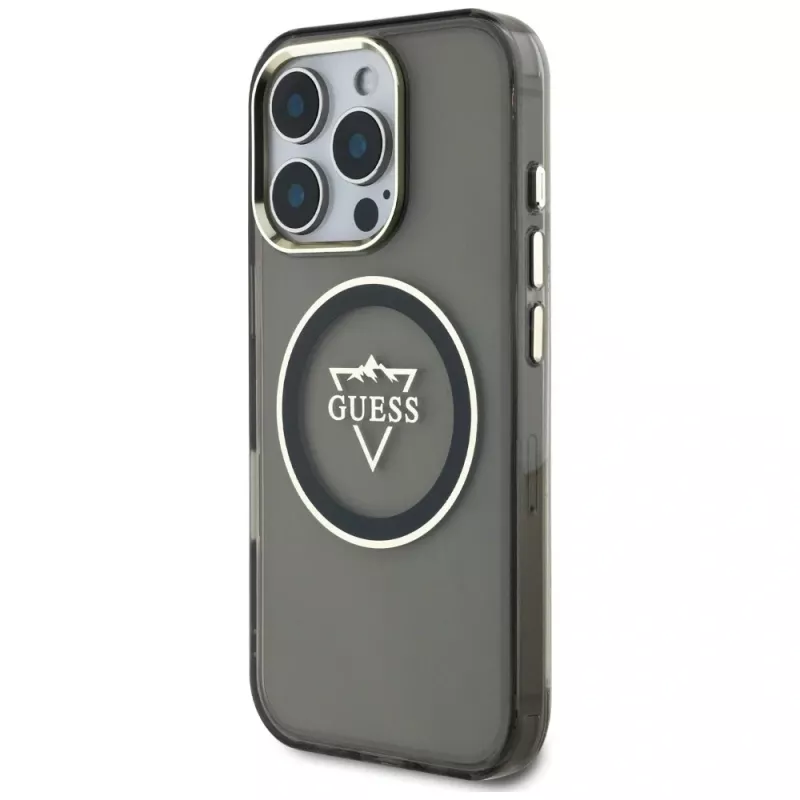 Guess IML Metal Mountain Logo MagSafe Case iPhone 16 Pro Max (musta)