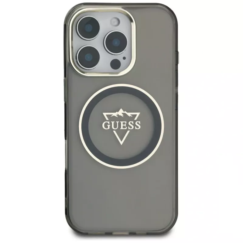 Guess IML Metal Mountain Logo MagSafe Case iPhone 16 Pro Max (musta)