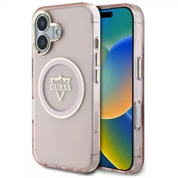 Guess IML Metal Mountain Logo MagSafe Case Apple iPhone 16 (pinkki)