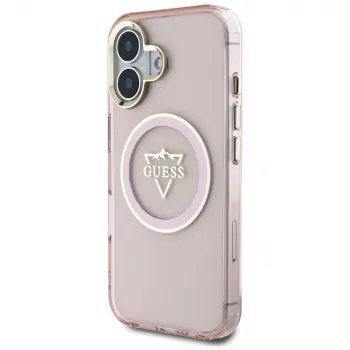 Guess IML Metal Mountain Logo MagSafe Case Apple iPhone 16 (pinkki)