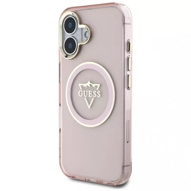 Guess IML Metal Mountain Logo MagSafe Case Apple iPhone 16 (pinkki)