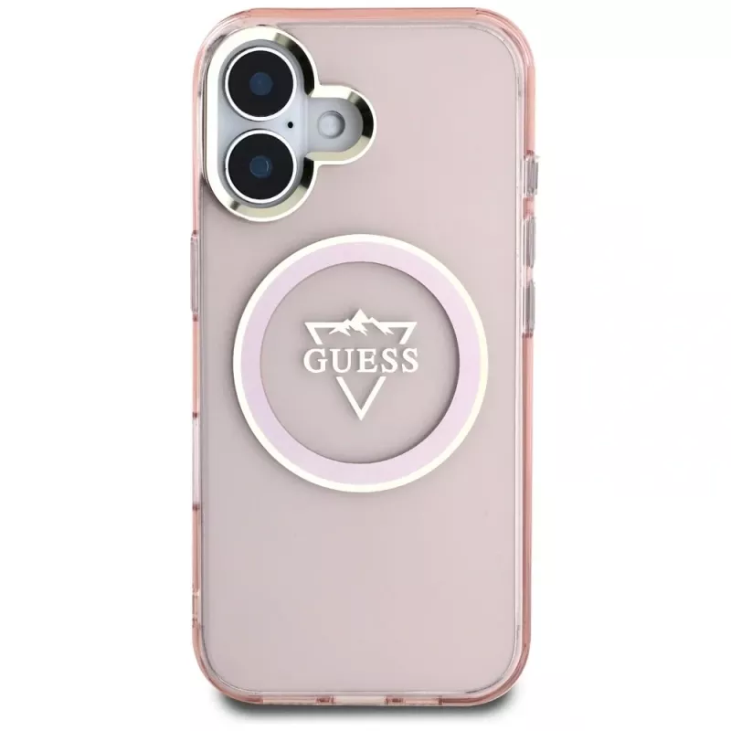 Guess IML Metal Mountain Logo MagSafe Case Apple iPhone 16 (pinkki)