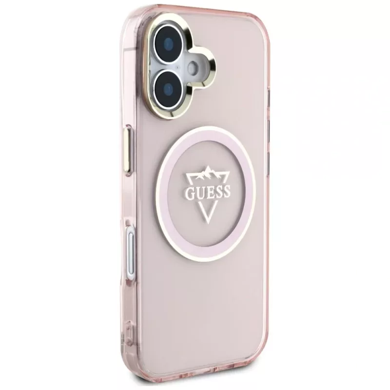 Guess IML Metal Mountain Logo MagSafe Case Apple iPhone 16 (pinkki)